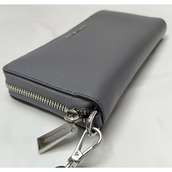 Michael Kors Gray Crossgrain Leather Zip Around Credit Card Wallet - Picture 8 of 16